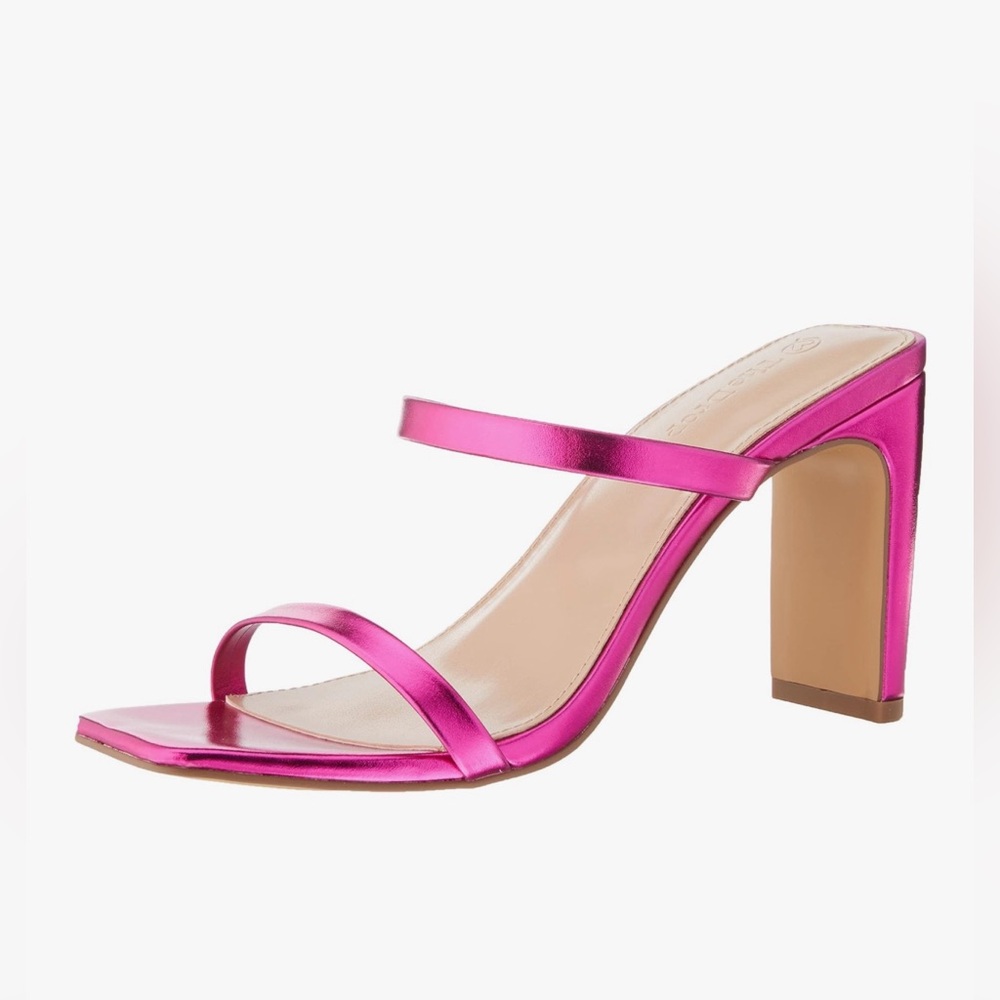 The Drop Avery Pink Metallic Mules Block Heel Slide Sandals Size 8.5 NWT
